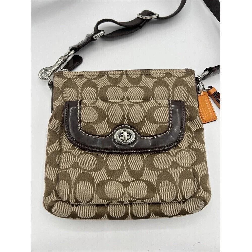 COACH Signature C Jacquard PARK Swingpack Crossbody  F49148 Khaki Mahogany